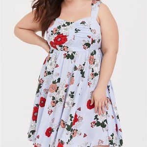 Light Blue Floral Skater Dress